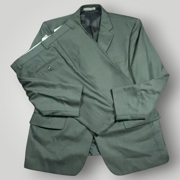 Joseph Abboud Suit Mens 42S/36W Slim Fit Zigone Super 110s Wool 2 Piece Gray USA - Picture 1 of 16